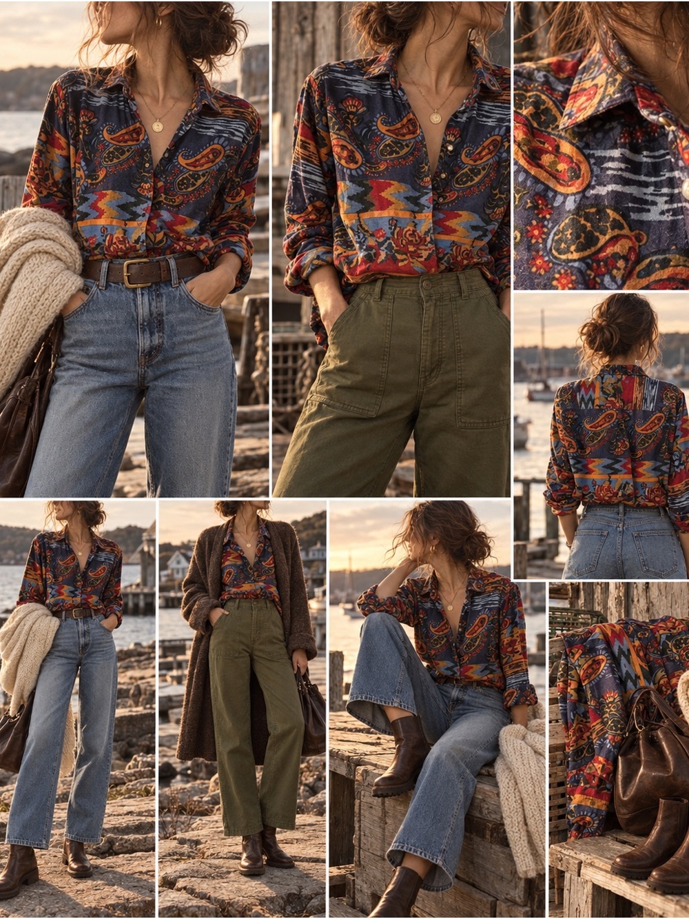 Paisley Patchwork Cotton Button-Up Shirt Women’s M